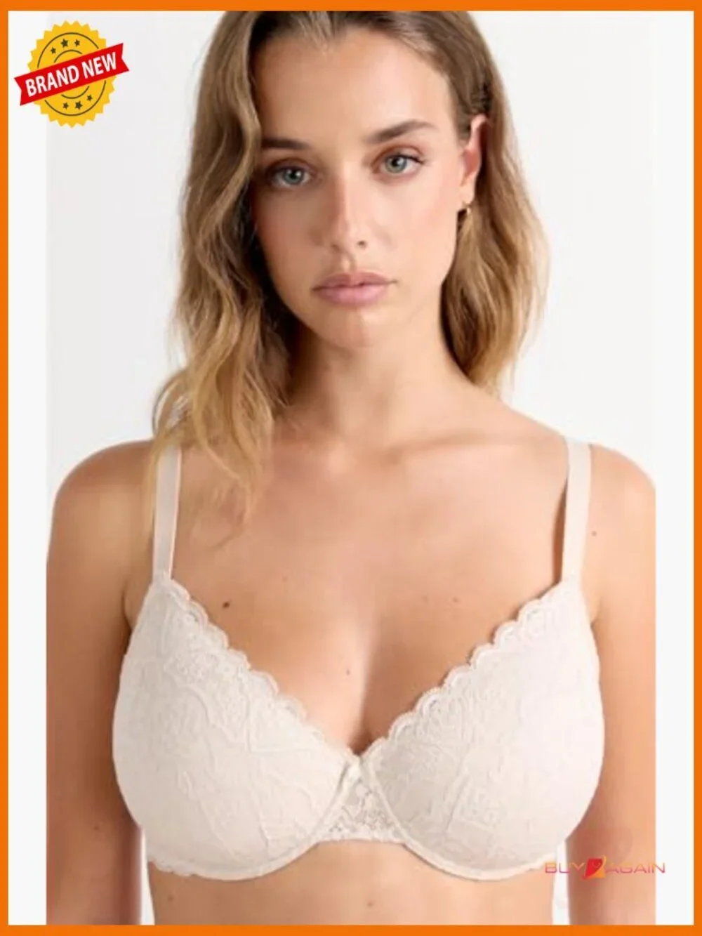 Lace Balconette Bra, Lightly Padded, Adjustable Straps, Wired, U-Back, Medium